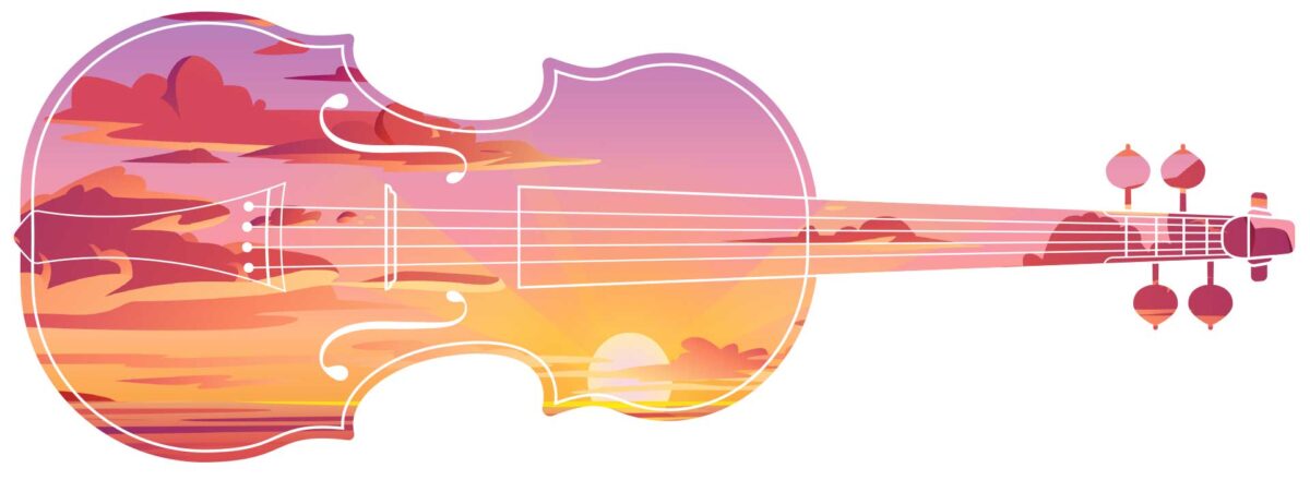 Violin and the sunset