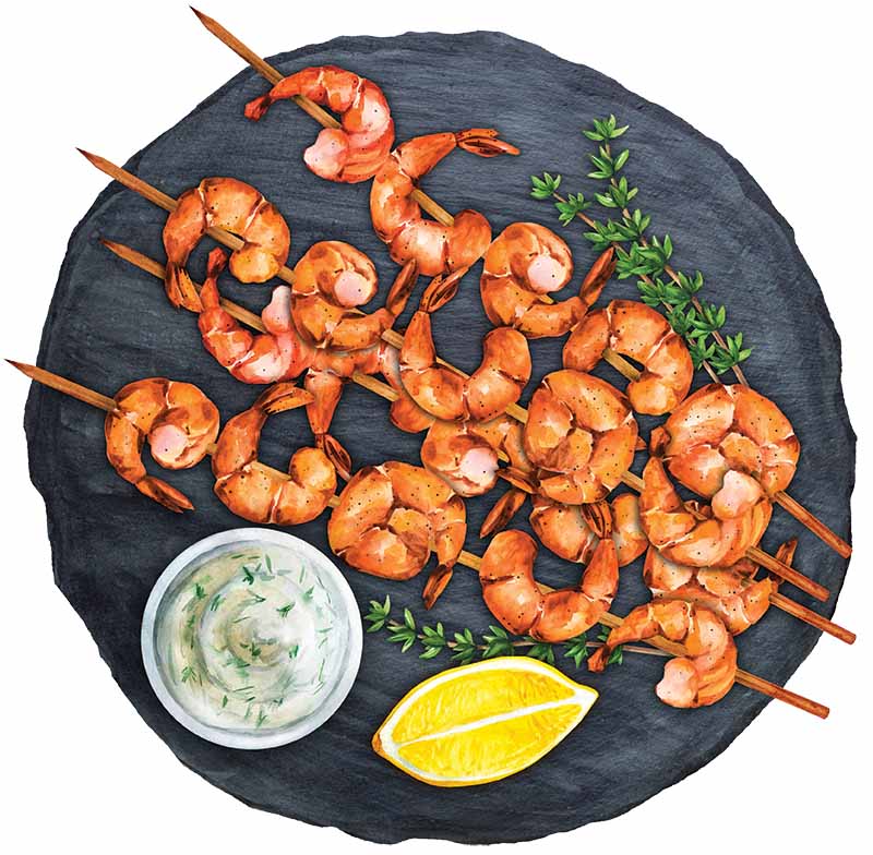 Shrimp on skewers