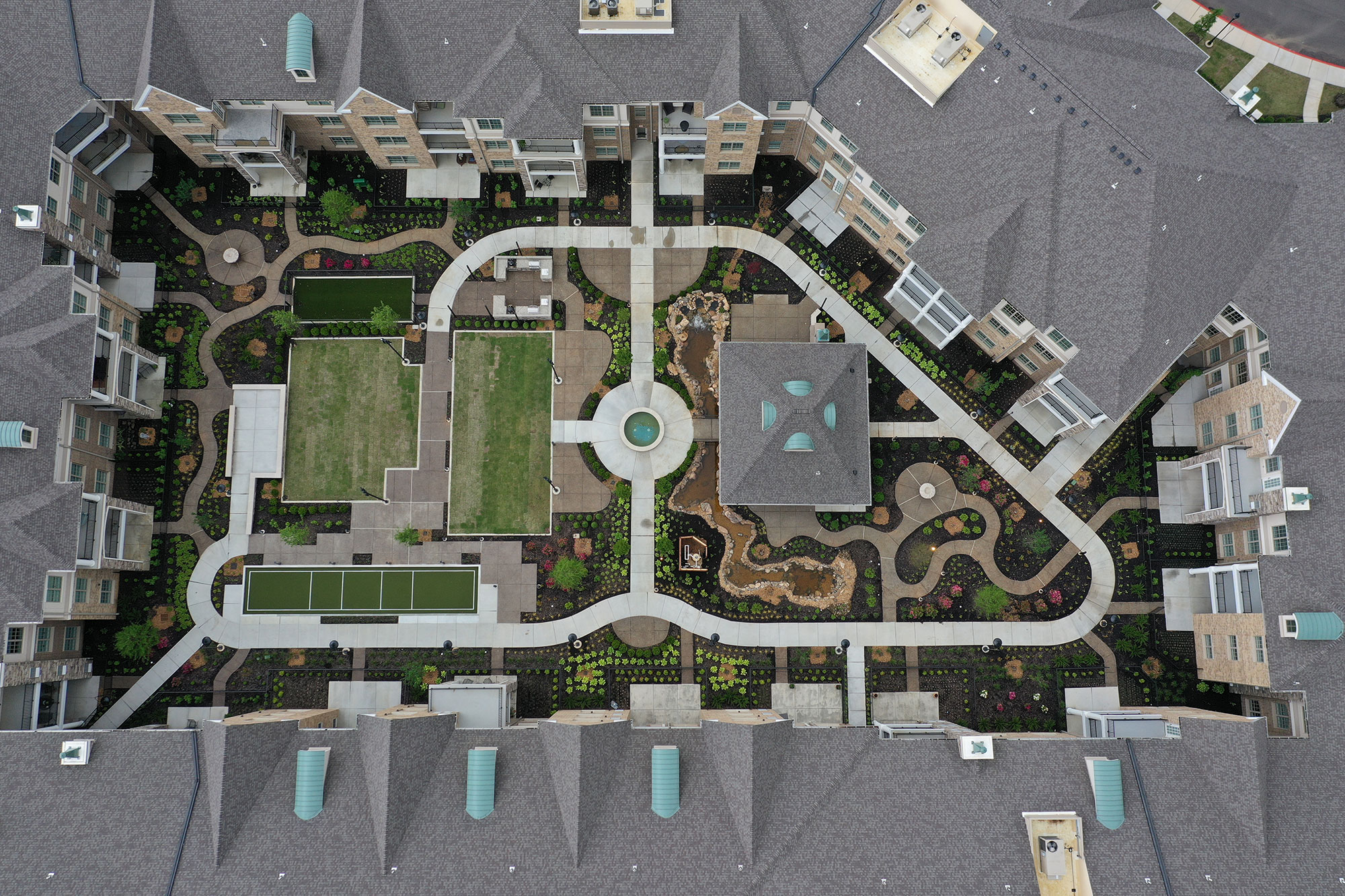 Birds eye view of farms at bailey