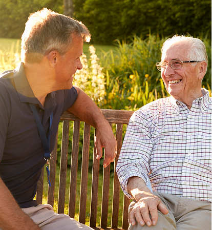 senior men sitting on bench